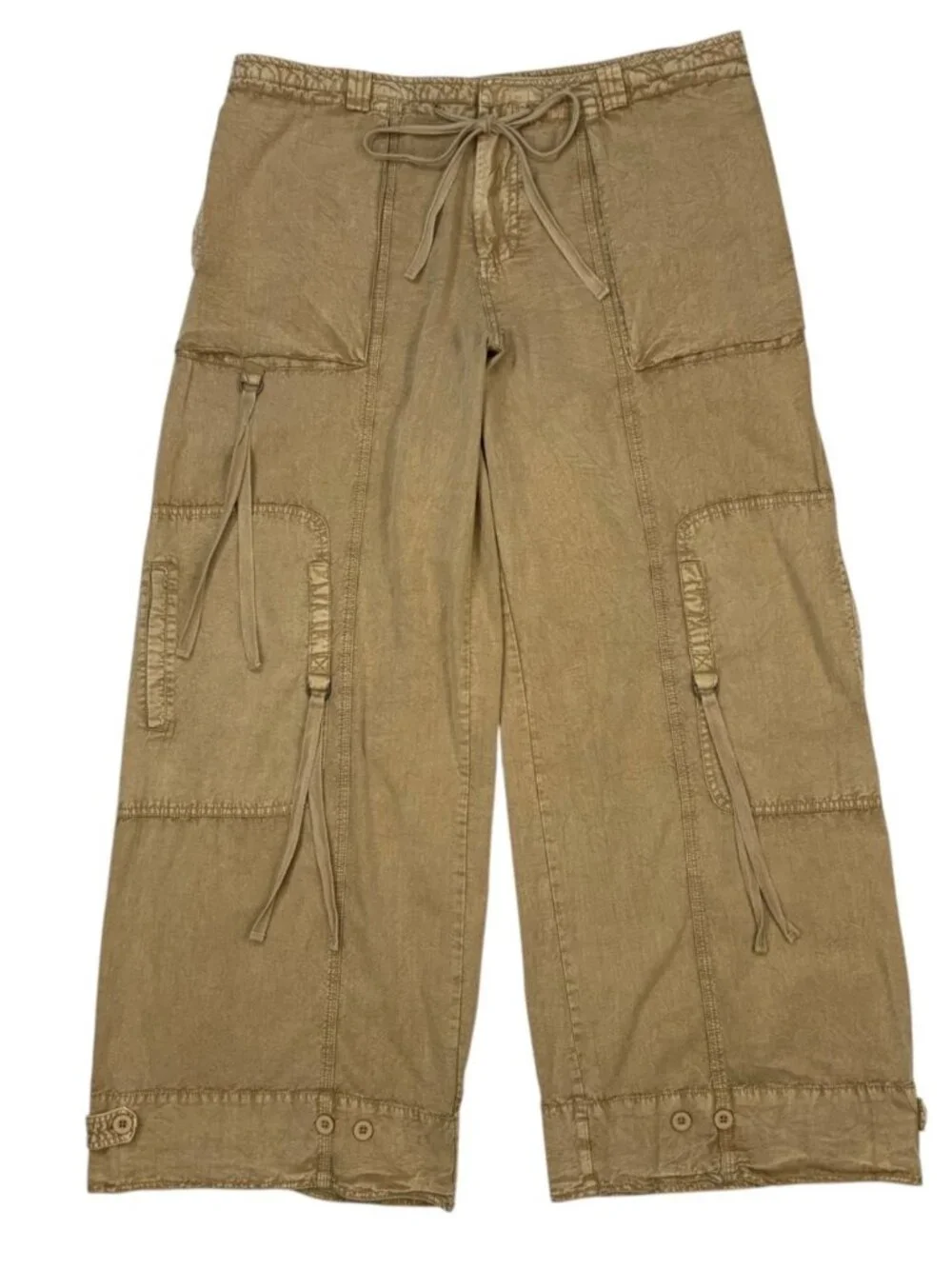 Free People One Step Ahead Parachute Pant XS Neutral Wide Leg Cargo OVERSIZED